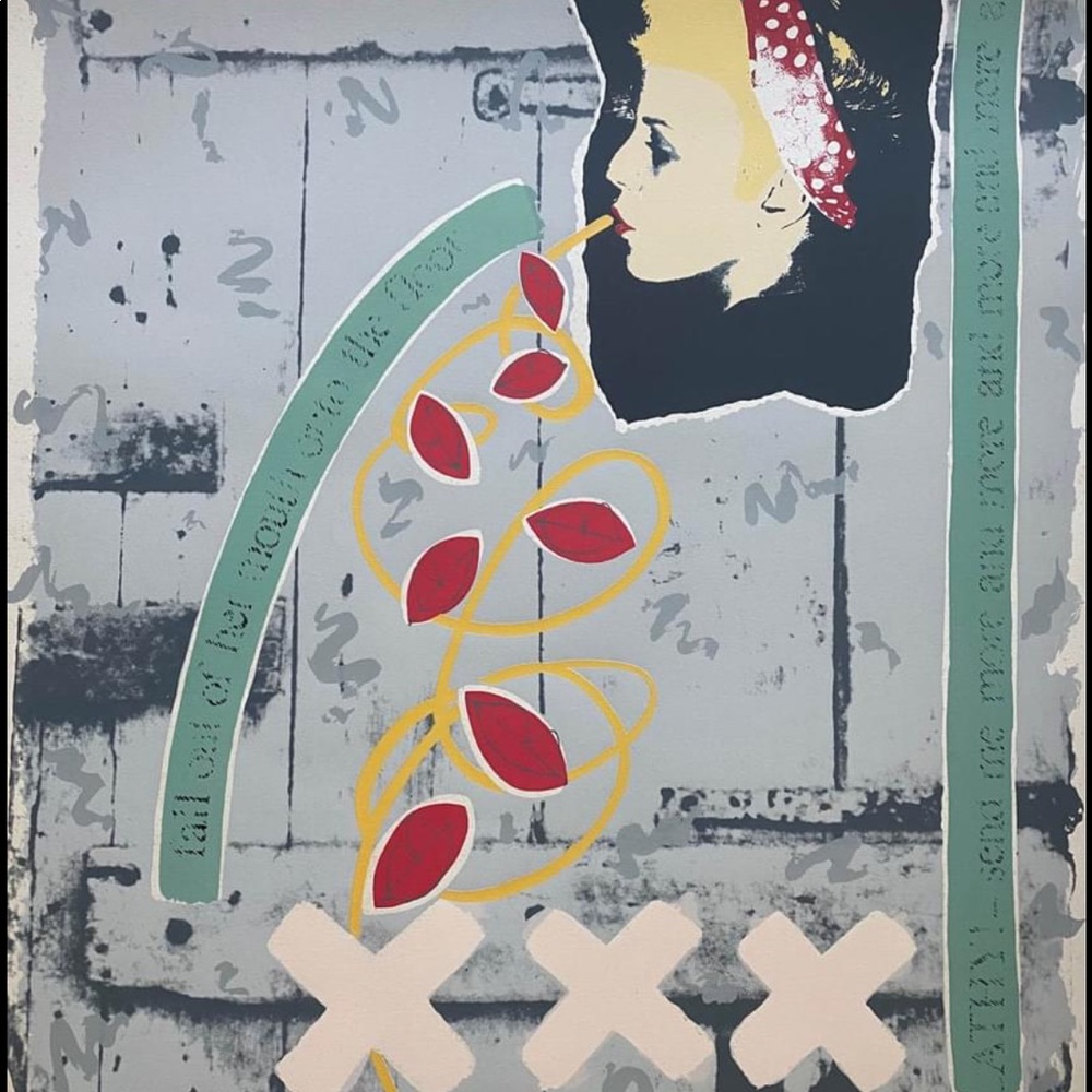 Original modern artwork poster from England, 1982